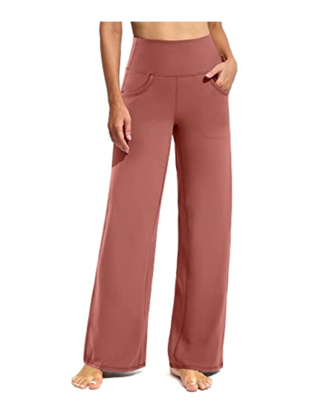 Wide Leg Yoga Pants Women High Waist Pockets Stretch Lounge Work